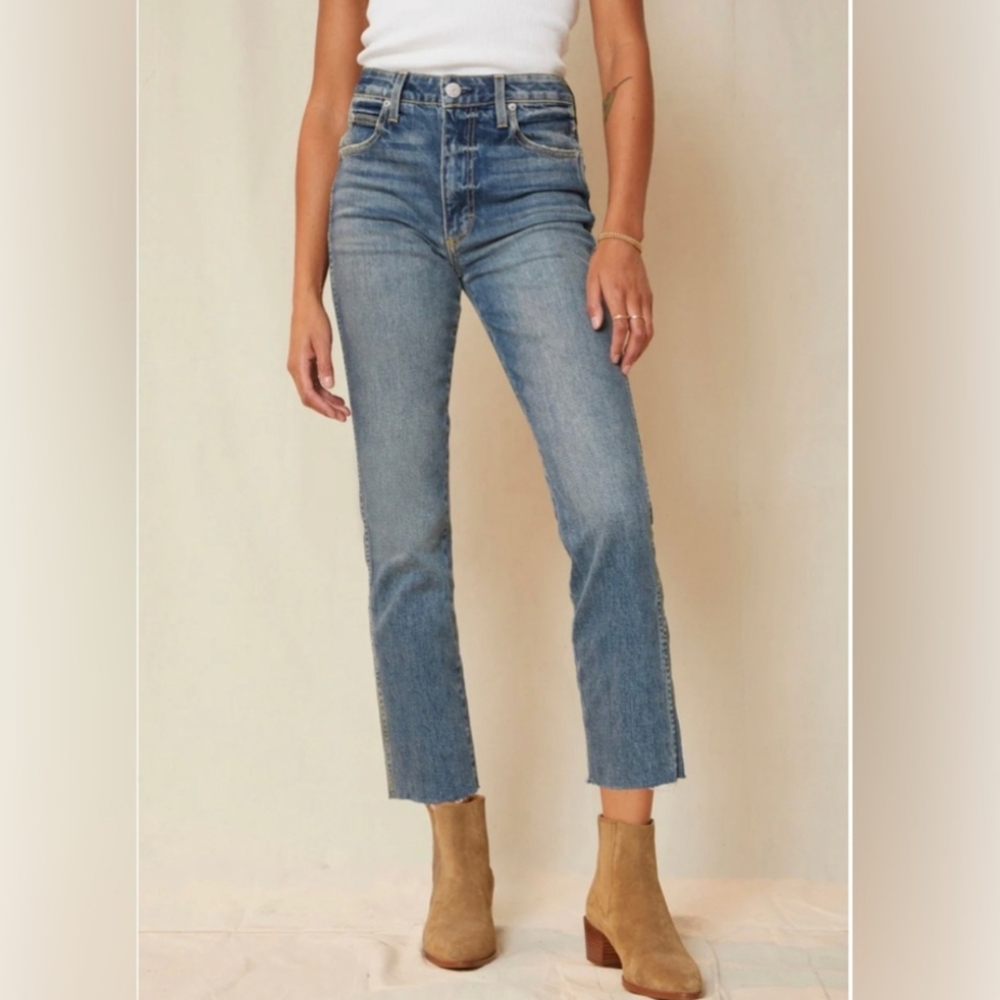 AMO Chloe Crop Denim Jeans - Dark Vintage Wash
